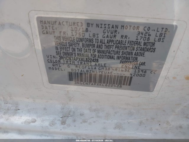2019 NISSAN VERSA 1.6 SV 9