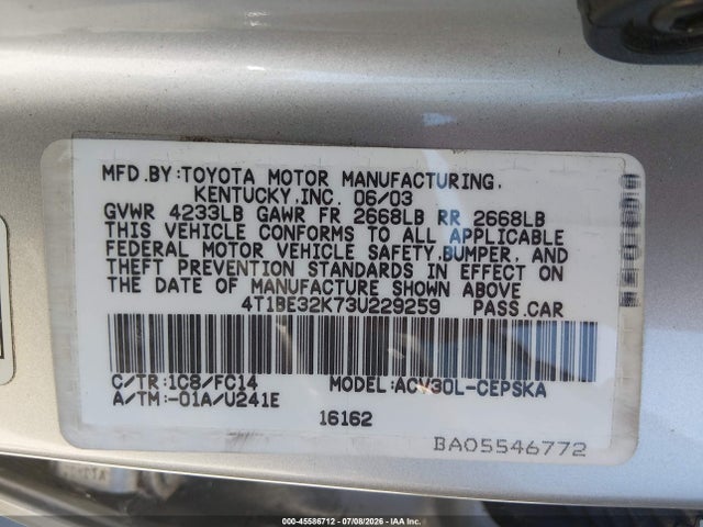 صورة 9 لـ 2003 Toyota CAMRY SE