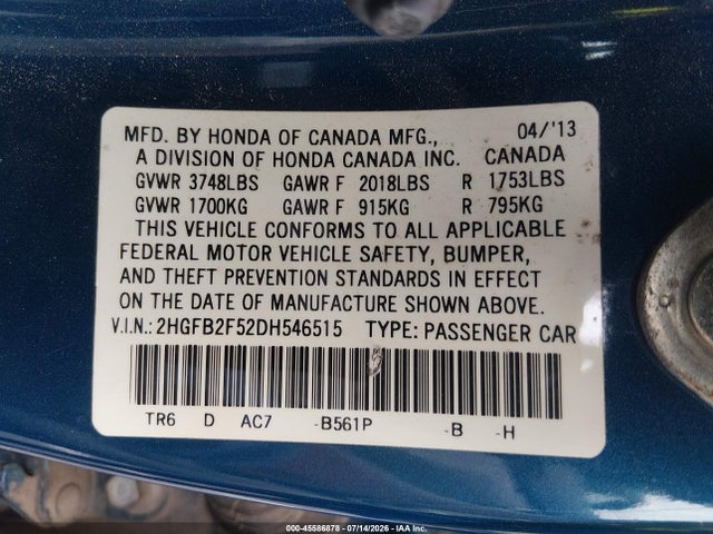 2013 Honda CIVIC LX 照片 9