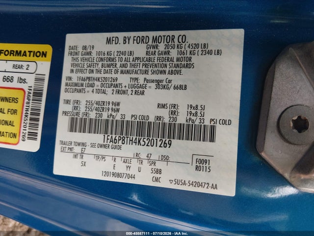 2019 FORD MUSTANG ECOBOOST PREMIUM 9