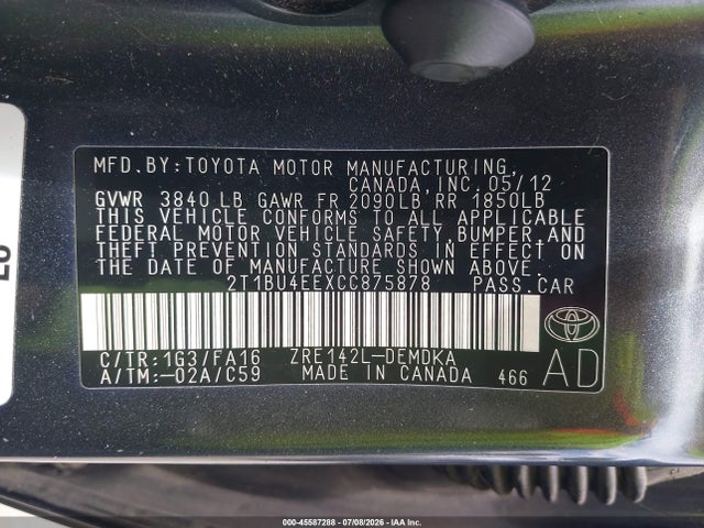 صورة 9 لـ 2012 Toyota COROLLA L
