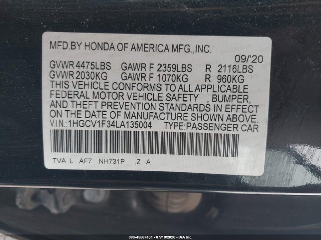 2020 HONDA ACCORD SPORT 9