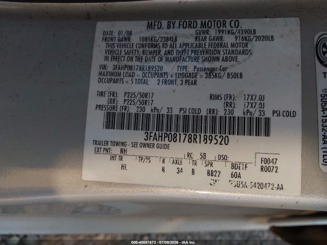 2008 FORD FUSION SEL 照片 9