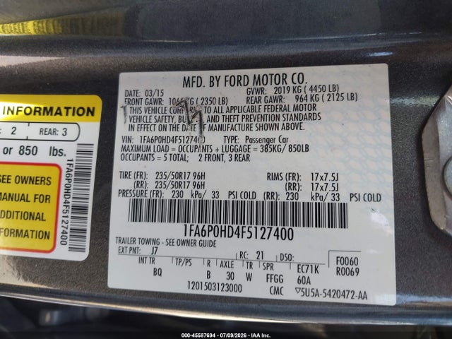 2015 FORD FUSION SE — фото 9