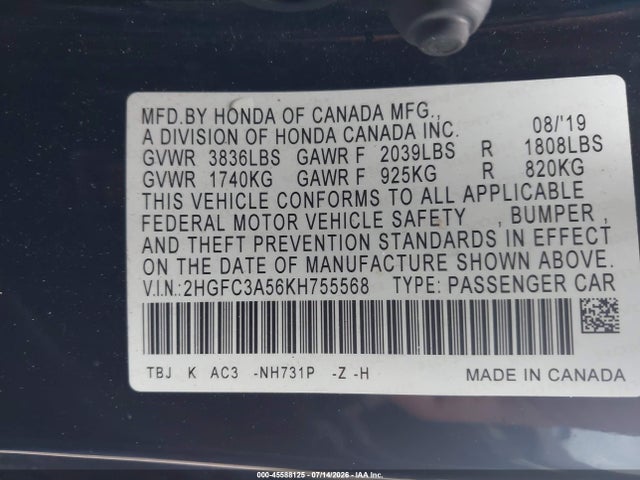 صورة 9 لـ 2019 Honda CIVIC SI