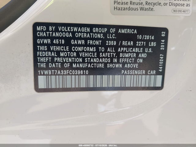 2015 Volkswagen PASSAT 1.8T SE 照片 9