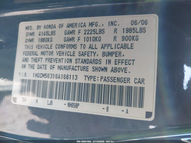 2006 Honda ACCORD 2.4 SE — миниатюра 9