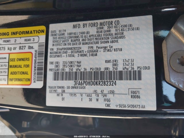 2019 FORD FUSION SE 照片 9