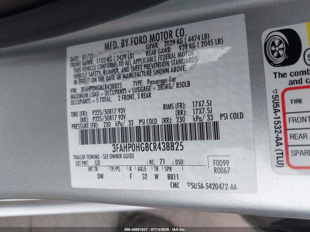 صورة 9 لـ 2012 FORD FUSION SE