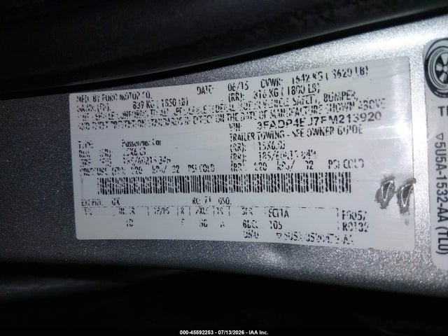 2015 FORD FIESTA SE — фото 9