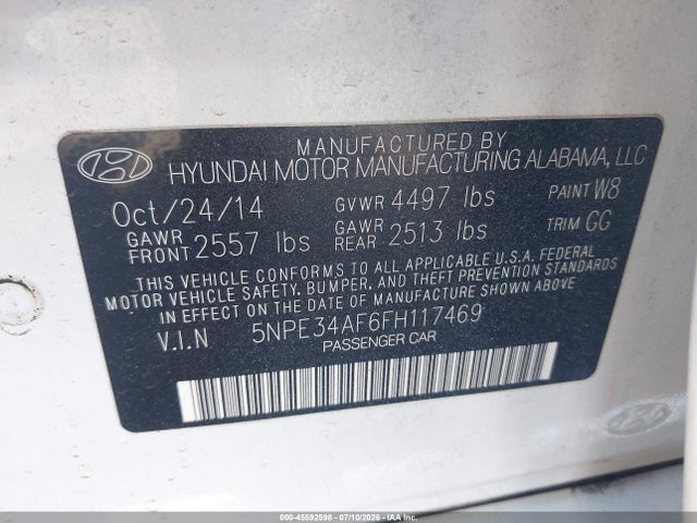 2015 Hyundai SONATA LIMITED — фото 9