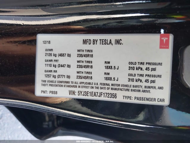 2018 Tesla MODEL 3 LONG RANGE/MID RANGE — фото 9
