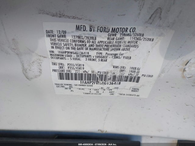 صورة 9 لـ 2010 FORD TAURUS LIMITED