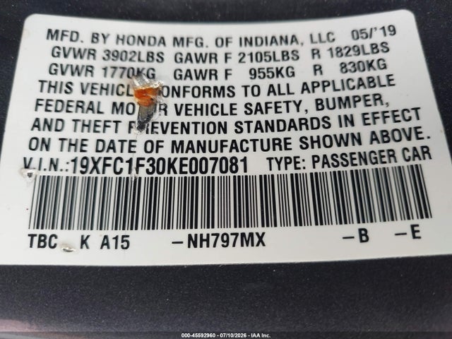 2019 Honda CIVIC EX 照片 9