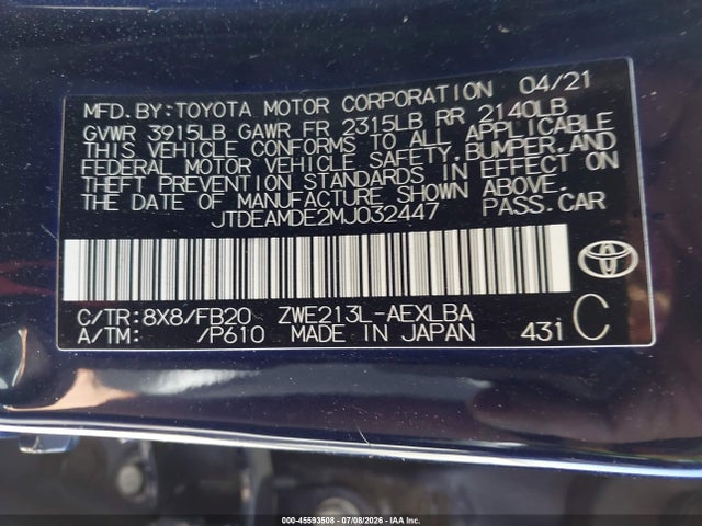 2021 Toyota COROLLA HYBRID LE 照片 9