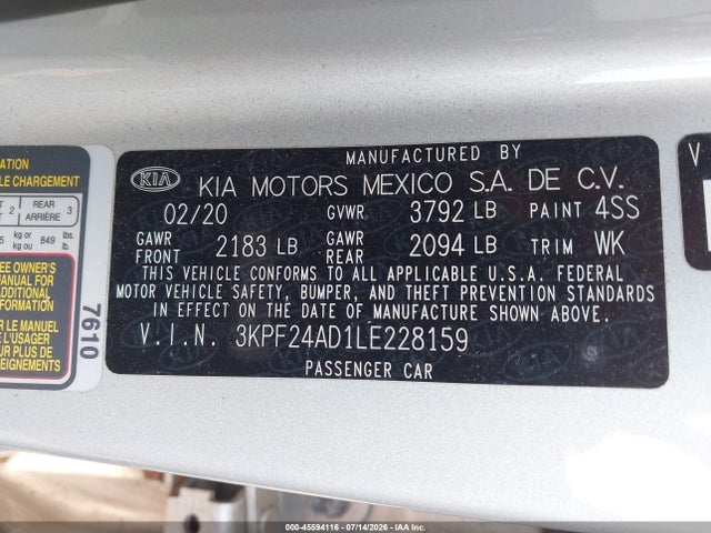 2020 KIA FORTE LXS 照片 9