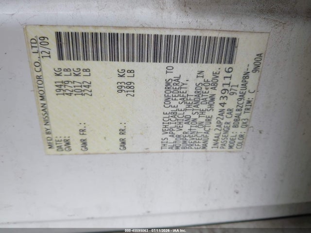 2010 Nissan ALTIMA 2.5 S 照片 9