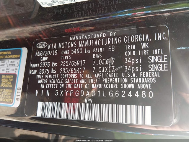 2020 KIA SORENTO 2.4L LX 9