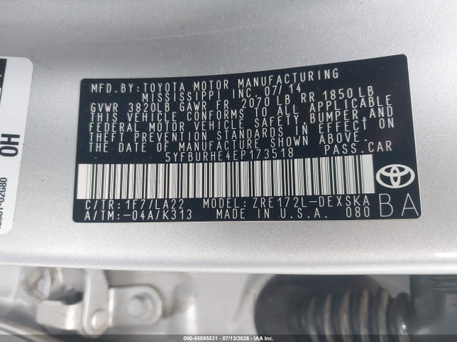 2014 Toyota COROLLA S PREMIUM 照片 9