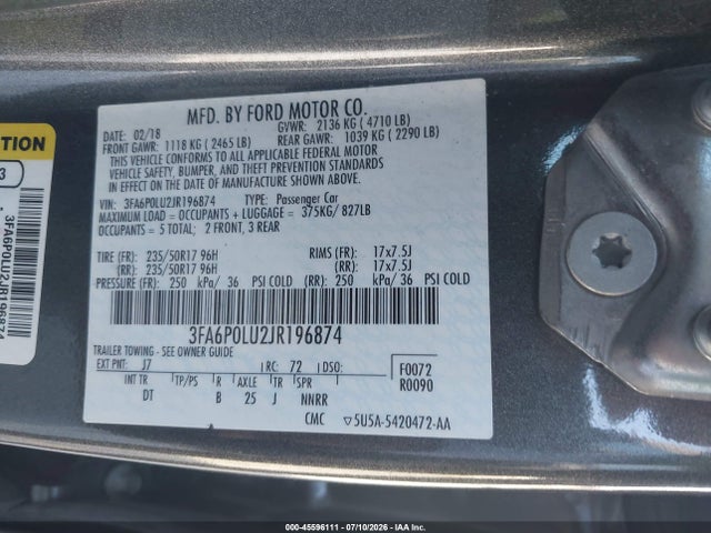 صورة 9 لـ 2018 FORD FUSION HYBRID SE