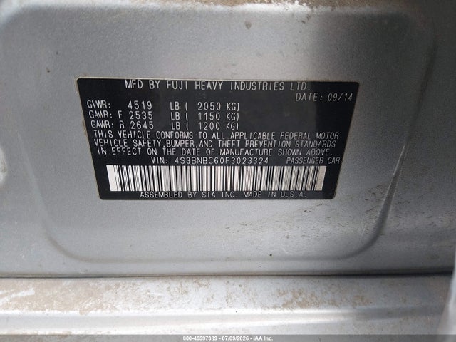 2015 Subaru LEGACY 2.5I PREMIUM — фото 9