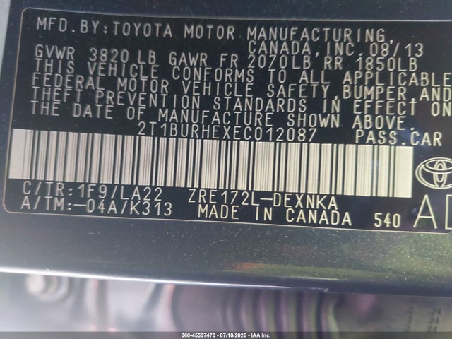 2014 Toyota COROLLA LE PREMIUM 照片 9
