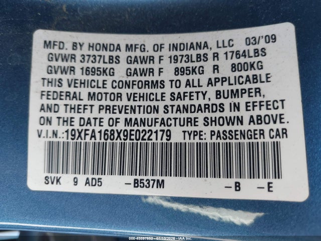 2009 Honda CIVIC EX 照片 9