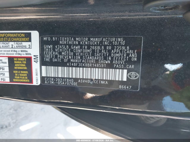 2011 Toyota CAMRY LE photo 9
