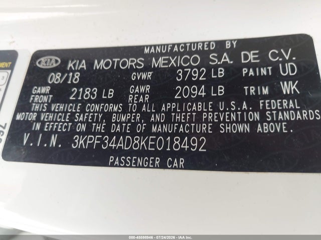 2019 KIA FORTE S — фото 9
