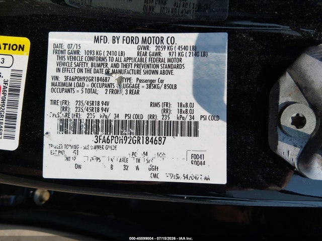 صورة 9 لـ 2016 FORD FUSION SE