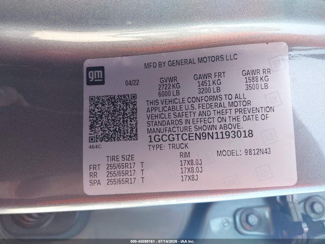 2022 Chevrolet COLORADO 4WD SHORT BOX LT 照片 9