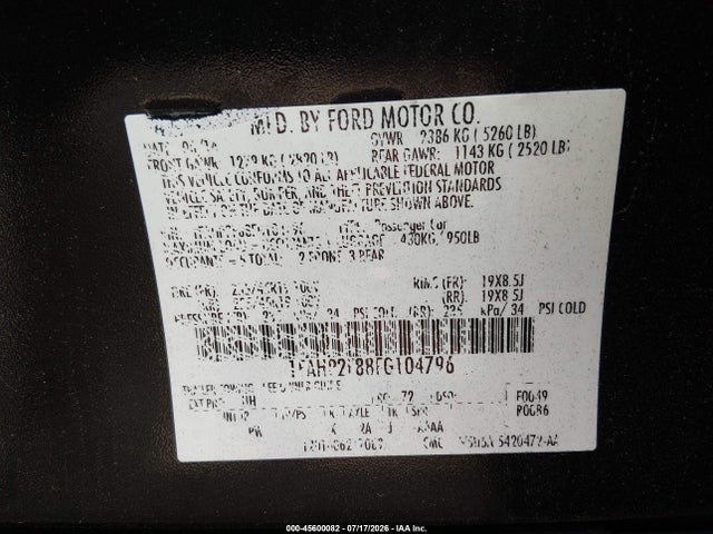 2015 FORD TAURUS LIMITED 照片 9