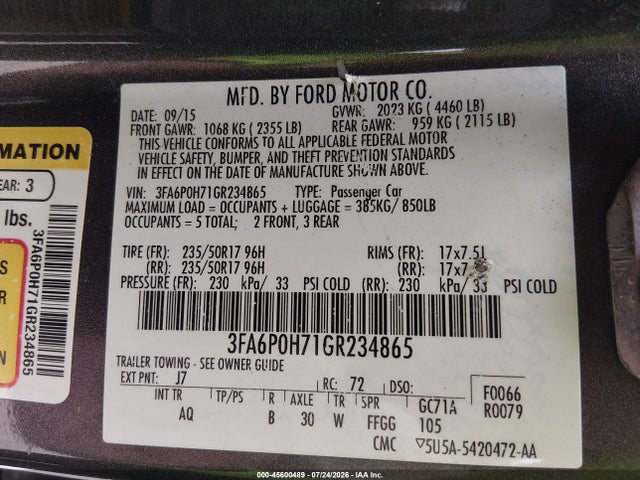 2016 FORD FUSION SE — фото 9