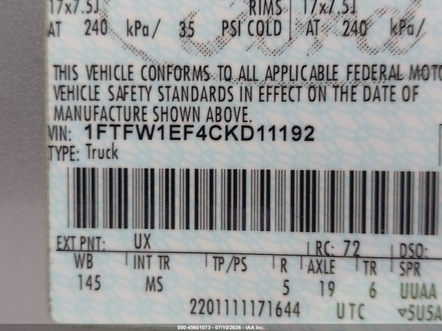 صورة 9 لـ 2012 FORD F-150 XLT