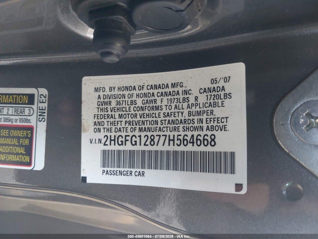 2007 Honda CIVIC EX 照片 9
