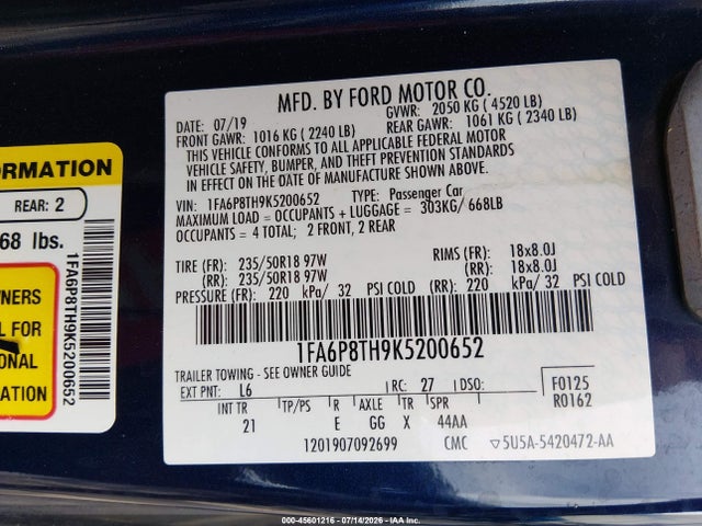 2019 FORD MUSTANG ECOBOOST 9