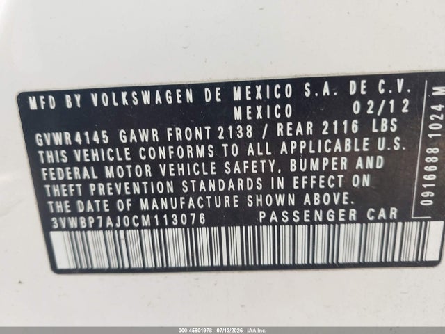 2012 Volkswagen JETTA 2.5L SE 照片 9