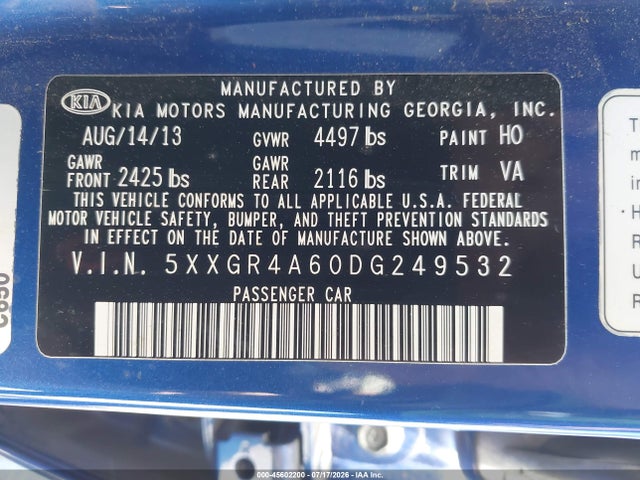2013 KIA OPTIMA SX photo 9
