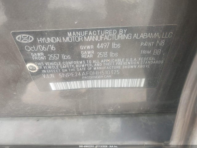 2017 Hyundai SONATA SE 照片 9