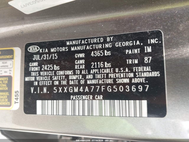 2015 KIA OPTIMA LX — фото 9