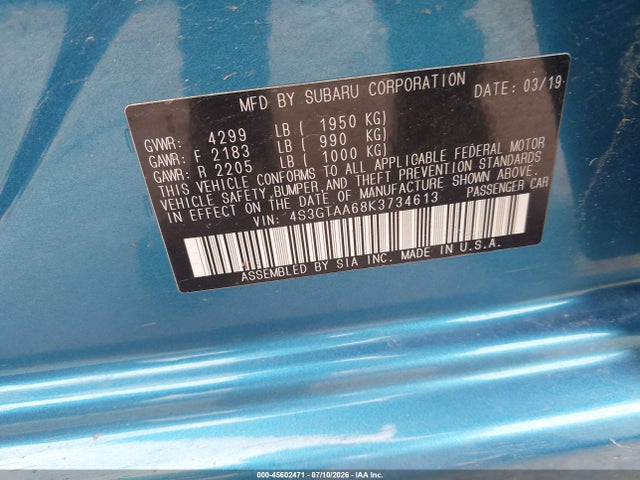 2019 Subaru IMPREZA 2.0I 照片 9