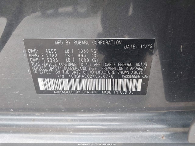 2019 Subaru IMPREZA 2.0I PREMIUM 照片 9
