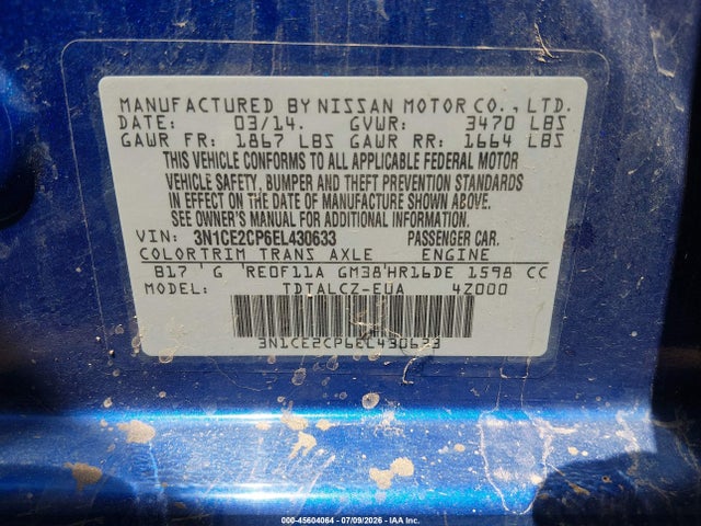 2014 Nissan VERSA NOTE S PLUS 照片 9