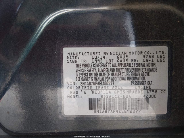 2014 Nissan SENTRA S 照片 9