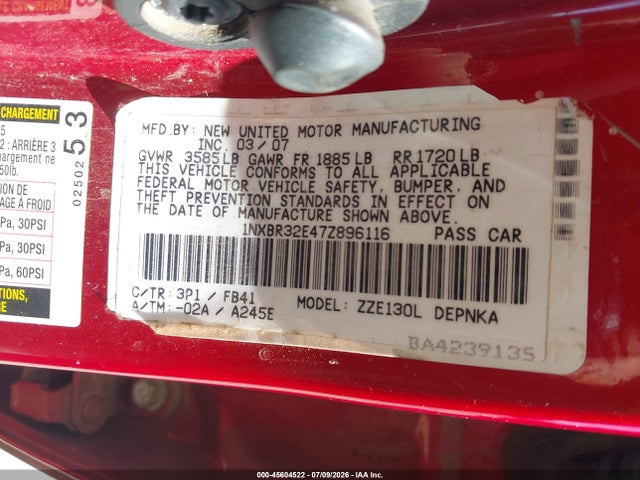 2007 Toyota COROLLA LE photo 9