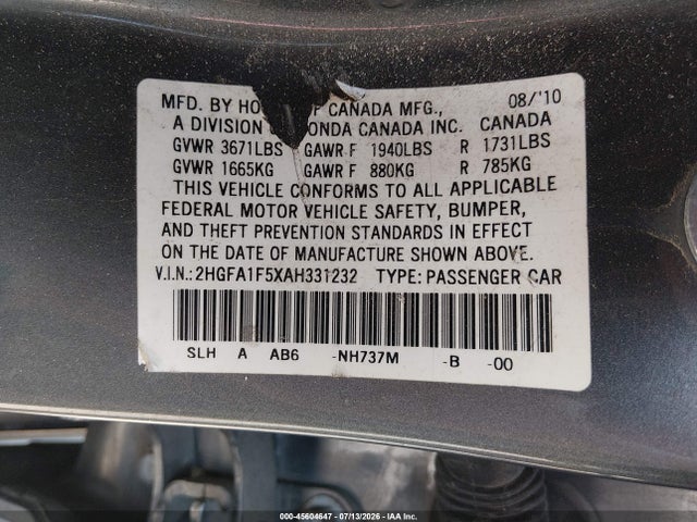 2010 Honda CIVIC LX photo 9