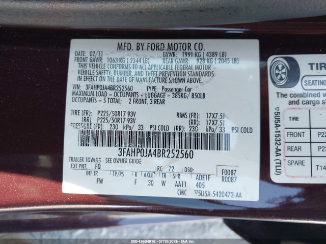 صورة 9 لـ 2011 FORD FUSION SEL