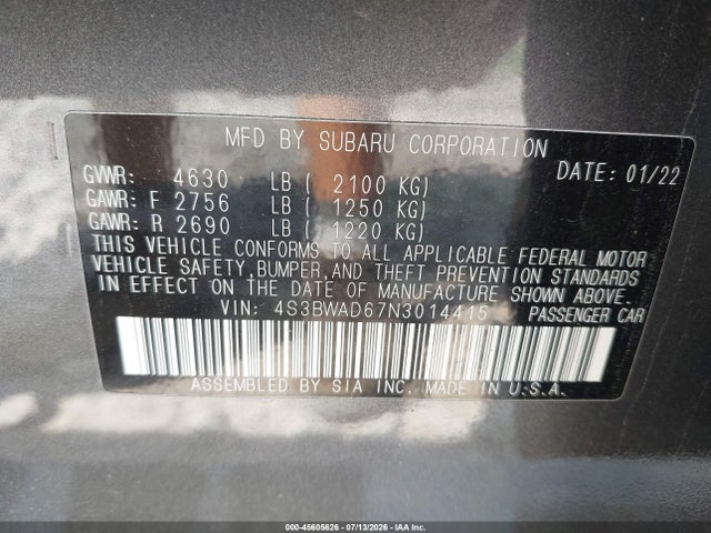صورة 9 لـ 2022 Subaru LEGACY PREMIUM