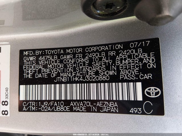 2018 Toyota CAMRY LE — фото 9