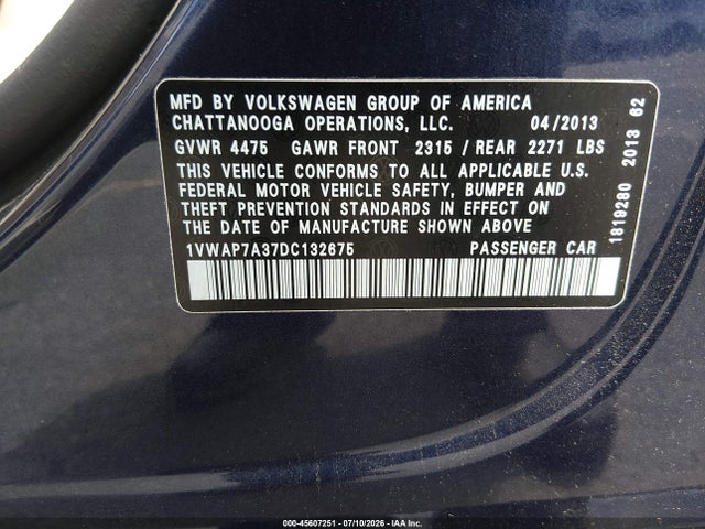 2013 Volkswagen PASSAT 2.5L WOLFSBURG EDITION 照片 9